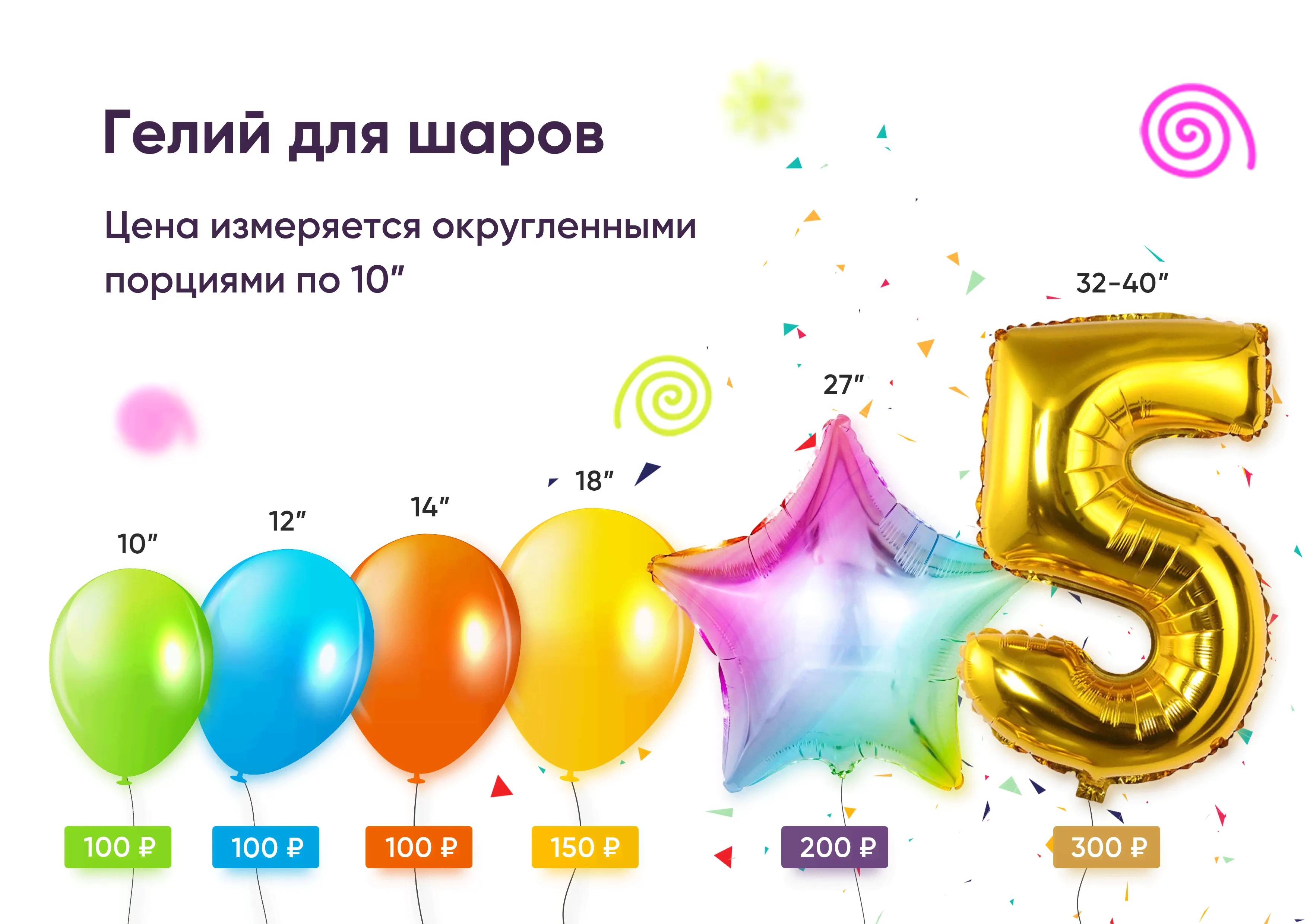 Гелий для наполнения шара 10" 12"